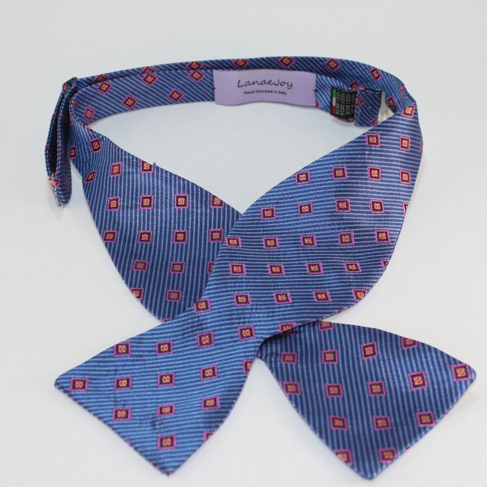 NEW Lanae Joy Silk Adjustable Bow Tie Bowtie / Blue Pink Orange / Private Label